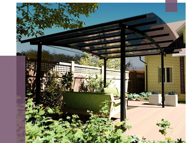 Навесы для террасы в Егорьевске от 12911 руб. под ключ | ПРОЛЁТ-Грь