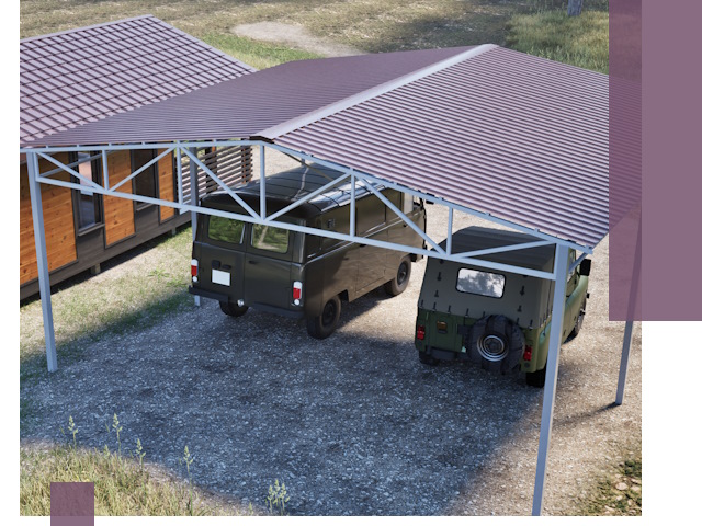 Двускатные навесы под ключ в Егорьевске — изготовление и монтаж